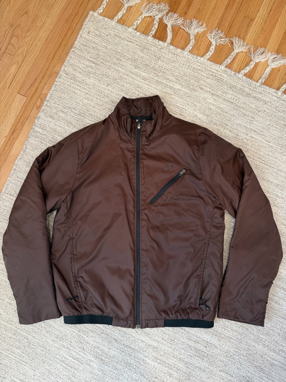 Nike Men's Dark Brown Puffer Jacket with Zip Chest Pocket